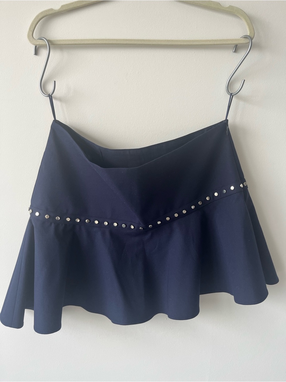 ZARA Navy Blue Mini Skirt Silver Studs NWT
